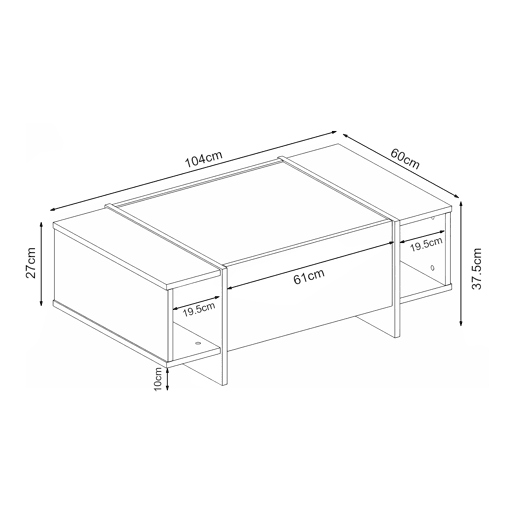 Mesa de centro Tavak 104x60x38 cm BrancoDourado en.casa