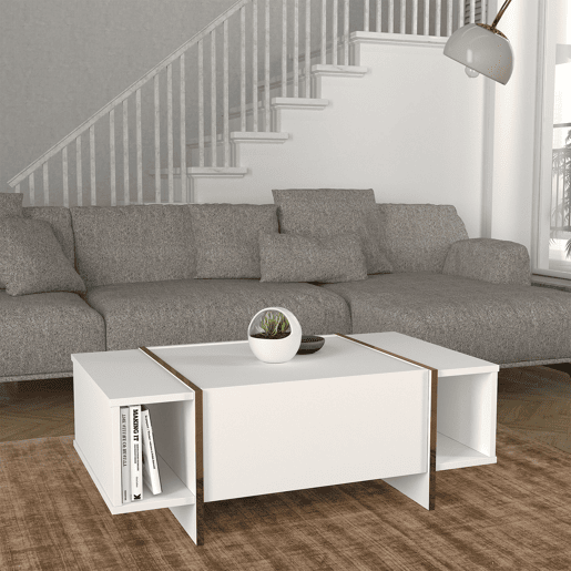 Mesa de centro Tavak 104x60x38 cm BrancoDourado en.casa