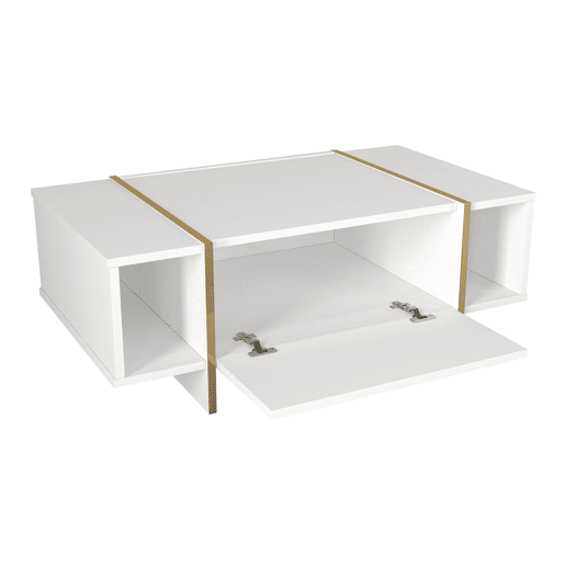Mesa de centro Tavak 104x60x38 cm BrancoDourado en.casa