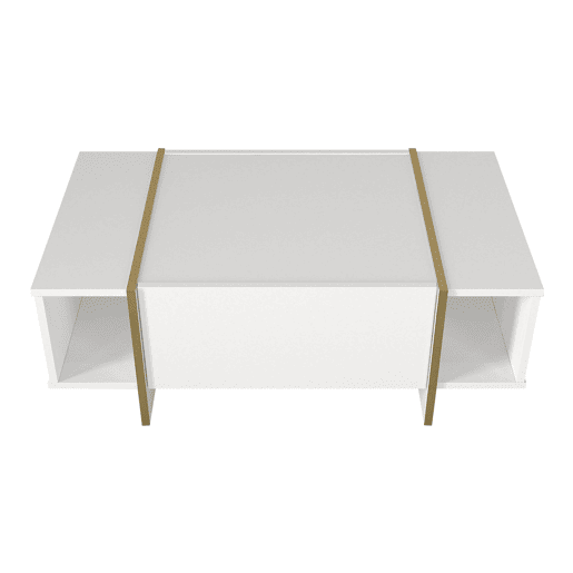 Mesa de centro Tavak 104x60x38 cm BrancoDourado en.casa