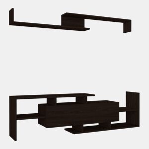 Mesa para TV Liksefte com prateleira de parede 154x28x42 cm preto en.casa