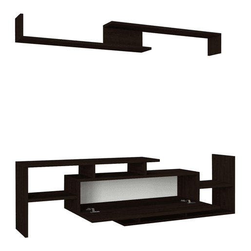 Mesa para TV Liksefte com prateleira de parede 154x28x42 cm preto en.casa
