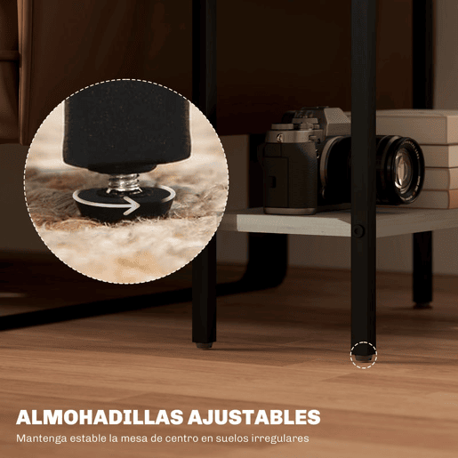 HOMCOM Mesa Auxiliar Estreita de 3 Níveis com Prateleiras Abertas e Estrutura de Aço para Sala e Quarto 43x18x62,5 cm Carvalho Envelhecido