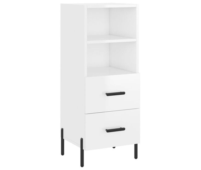 Vidaxl aparador de madera contrachapada blanco brillante 34,5x34x90 cm