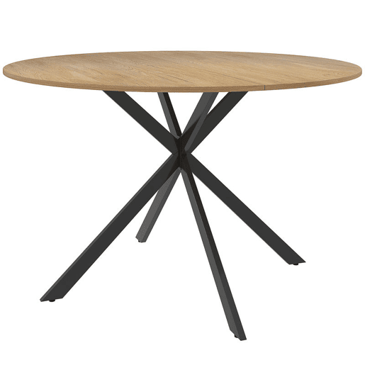 HOMCOM Mesa de Jantar Redonda para 4 Pessoas, Ø120x75 cm, Mesa de Cozinha Industrial com Estrutura de Aço, Carvalho
