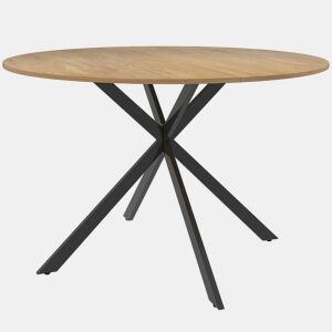 HOMCOM Mesa de Jantar Redonda para 4 Pessoas, Ø120x75 cm, Mesa de Cozinha Industrial com Estrutura de Aço, Carvalho