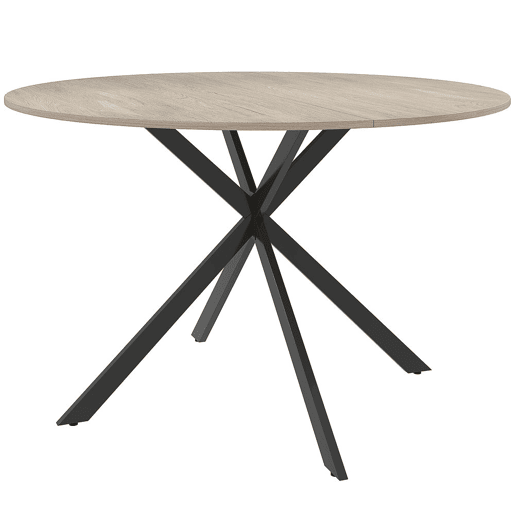 HOMCOM Mesa de Jantar Redonda para 4 Pessoas, Ø120x75 cm, Mesa de Cozinha Industrial com Estrutura de Aço, Castanho Escuro
