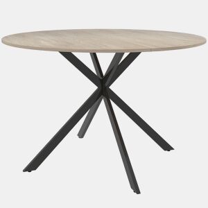 HOMCOM Mesa de Jantar Redonda para 4 Pessoas, Ø120x75 cm, Mesa de Cozinha Industrial com Estrutura de Aço, Castanho Escuro