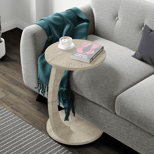 Mesa de apoio Holeby 56 x Ø 38 cm Travertino en.casa