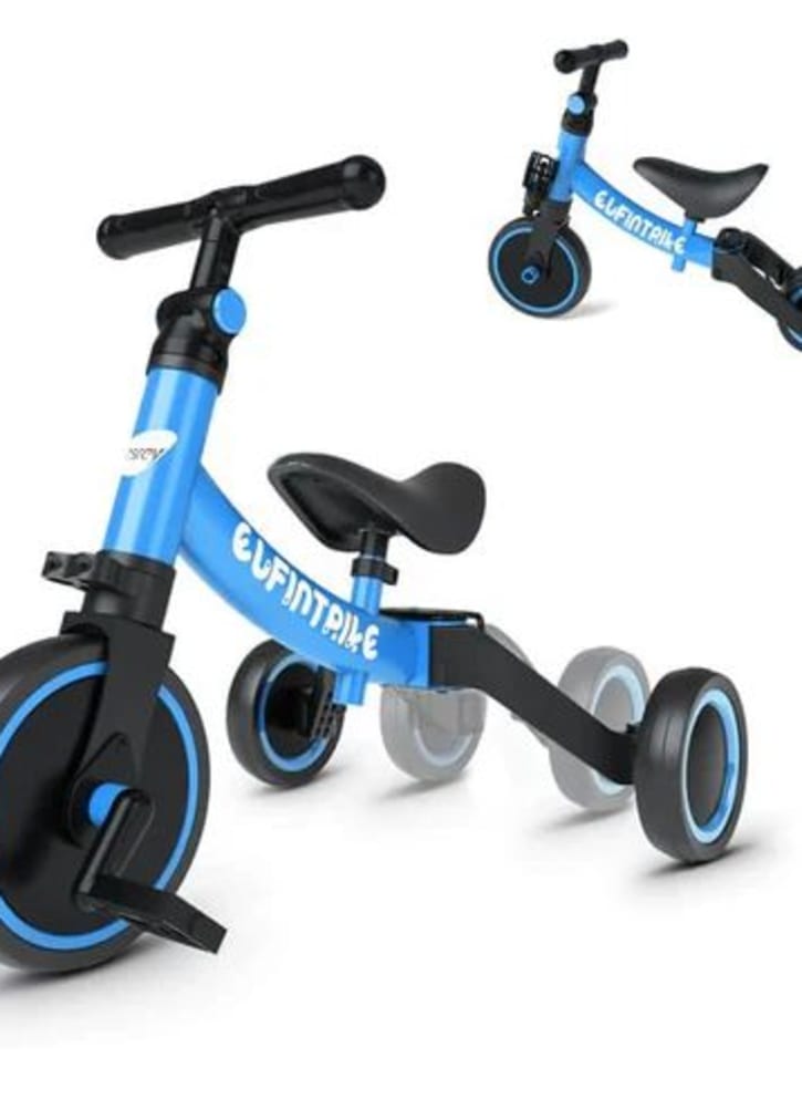 Triciclo dobrável que evolui para uma bicicleta de equilíbrio por 1 a 4 anos
