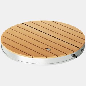 Outsunny Kit de Duche de Jardim Portátil Duche Exterior de Chão Altura Ajustável até 4 m Estrutura de Alumínio Resistente à Água aos Raios UV para Campismo Piscina Praia Ø70,5x7,5 cm Madeira