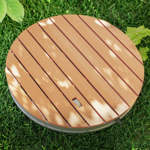 Outsunny Kit de Duche de Jardim Portátil Duche Exterior de Chão Altura Ajustável até 4 m Estrutura de Alumínio Resistente à Água aos Raios UV para Campismo Piscina Praia Ø70,5x7,5 cm Madeira