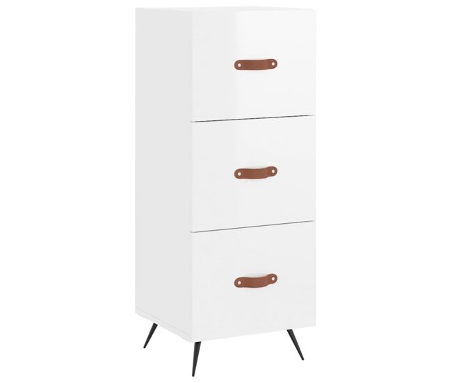 Vidaxl aparador de madera contrachapada blanco brillante 34,5x34x90 cm