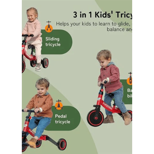 Triciclo dobrável que evolui para uma bicicleta de equilíbrio por 1 a 4 anos