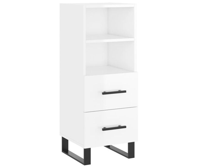 Vidaxl aparador de madera contrachapada blanco brillante 34,5x34x90 cm