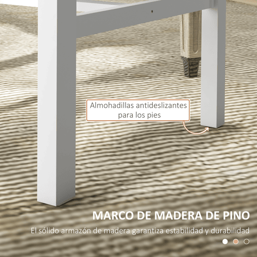 HOMCOM Conjunto de 4 Cadeiras de Sala de Jantar Cadeiras de Cozinha com Encosto de Ripas Estrutura de Madeira de Pinho para Sala de Estar Capacidade 120 kg 38,5x47,5x99 cm Branco