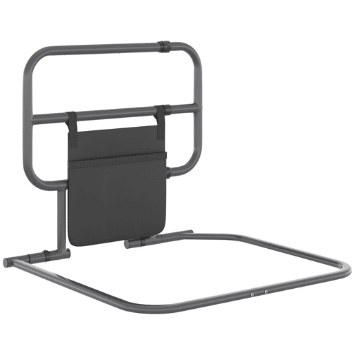 HOMCOM Grade para Cama Adulto Guarda de Segurança para Cama Dobrável Barreira para Cama com Bolso de Armazenamento para Pessoas Maiores e com Deficiência 61x66x55 cm Cinza