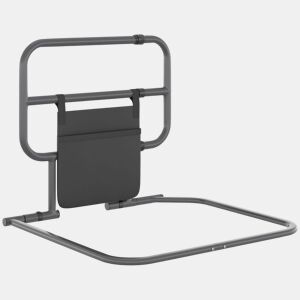 HOMCOM Grade para Cama Adulto Guarda de Segurança para Cama Dobrável Barreira para Cama com Bolso de Armazenamento para Pessoas Maiores e com Deficiência 61x66x55 cm Cinza