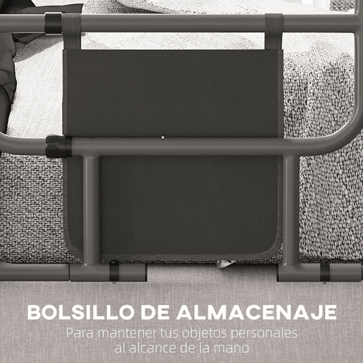 HOMCOM Grade para Cama Adulto Guarda de Segurança para Cama Dobrável Barreira para Cama com Bolso de Armazenamento para Pessoas Maiores e com Deficiência 61x66x55 cm Cinza