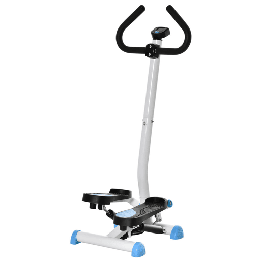 HOMCOM Máquina de Step Stepper Fitness em Casa com Tela LCD Alça e Pedais Antiderrapantes Equipamento de Exercício para Ginásio Escritório 55x44x108 cm Branco e Azul