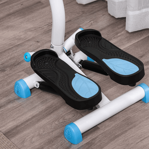 HOMCOM Máquina de Step Stepper Fitness em Casa com Tela LCD Alça e Pedais Antiderrapantes Equipamento de Exercício para Ginásio Escritório 55x44x108 cm Branco e Azul