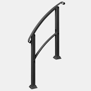 Outsunny Guarda Corpo para Escada 71 cm Guarda Corpo Metálico com Kit de Instalação Ângulo Ajustável para 1-3 Degraus 71x8x148 cm Preto