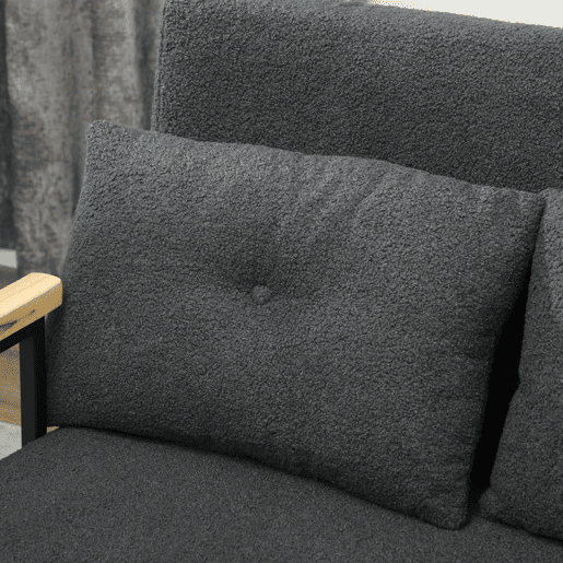 HOMCOM Sofá Cama Sofá Convertível em Cama de 2 Lugares Dobrável com Encosto Ajustável em 5 Níveis e 2 Almofadas Acolchoadas para Escritório Dormitório Sala de Estar 102x73x81 cm Cinza