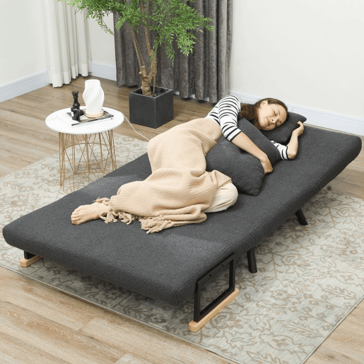 HOMCOM Sofá Cama Sofá Convertível em Cama de 2 Lugares Dobrável com Encosto Ajustável em 5 Níveis e 2 Almofadas Acolchoadas para Escritório Dormitório Sala de Estar 102x73x81 cm Cinza