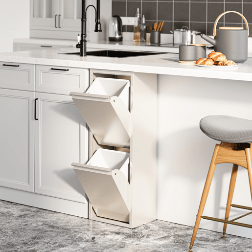 Armário de separação de resíduos Sollentuna metal 2x14 L Branco escuro en.casa