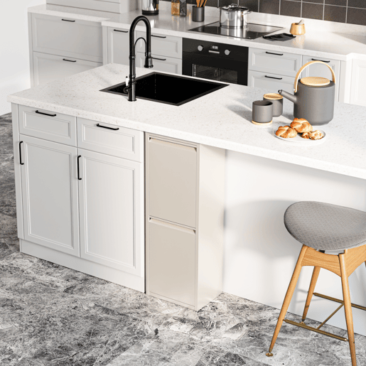 Armário de separação de resíduos Sollentuna metal 2x14 L Branco escuro en.casa