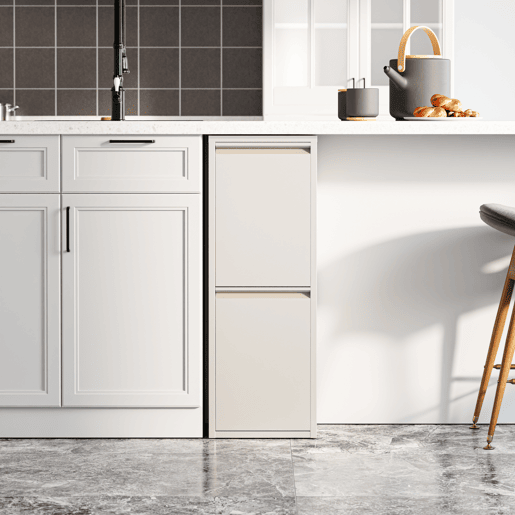 Armário de separação de resíduos Sollentuna metal 2x14 L Branco escuro en.casa