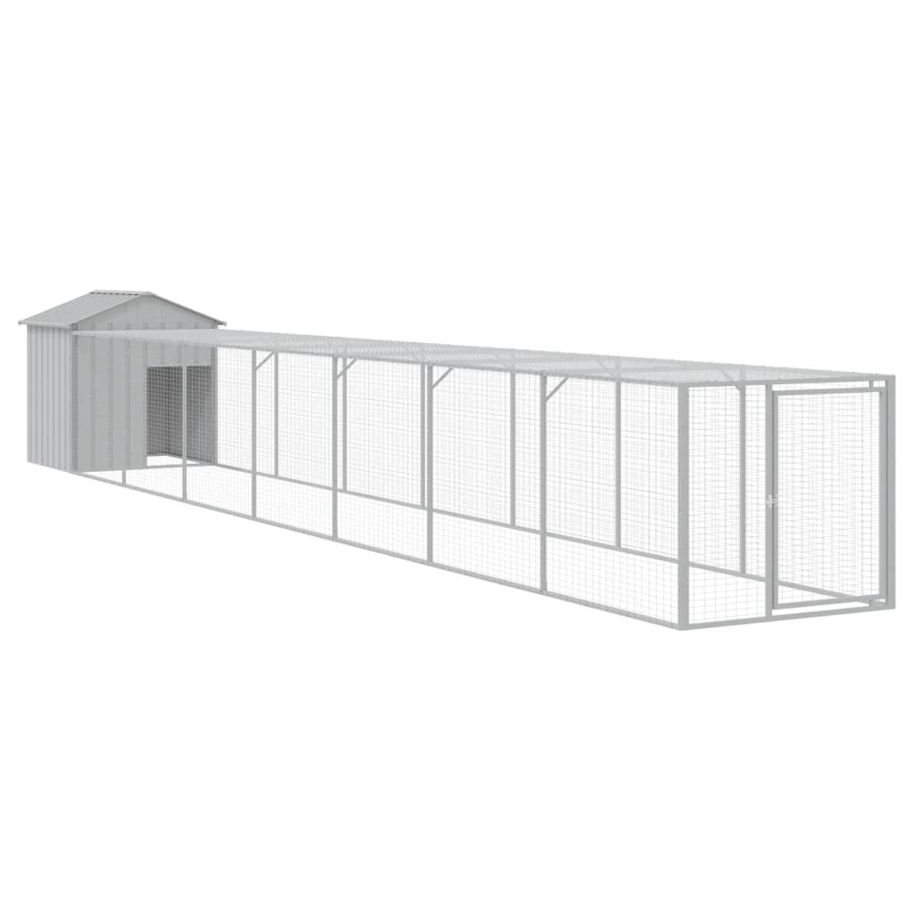 Vidaxl gallinero con corral acero galvanizado gris claro 117x813x123cm