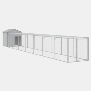 vidaXL Galinheiro com anexo 117x813x123 cm aço galvanizado cinza-claro