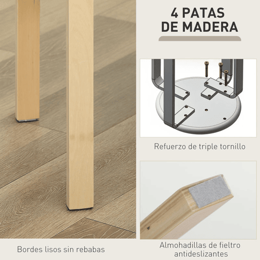 HOMCOM Conjunto de 4 Bancos Empilháveis Redondos Bancos Baixos de Cozinha com Assento Acolchoado para Sala de Jantar Quarto Escritório Sala Amarelo e Madeira
