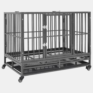 vidaXL Jaula para cães com rodas aço 92x62x76 cm