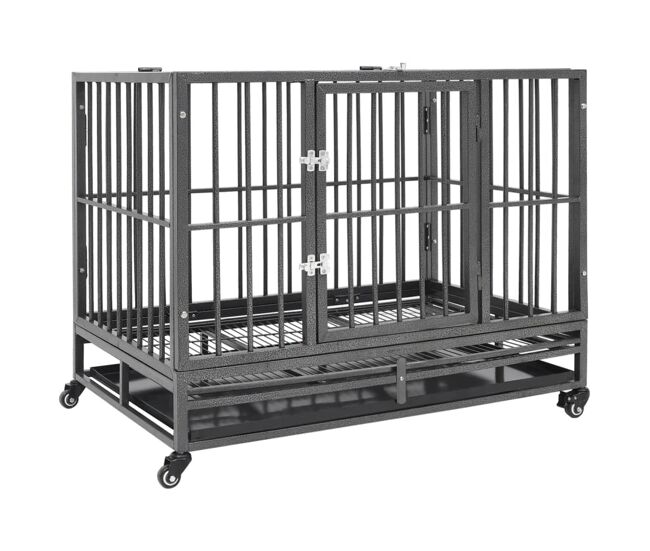 Vidaxl jaula de perro resistente con ruedas acero 92x62x76 cm