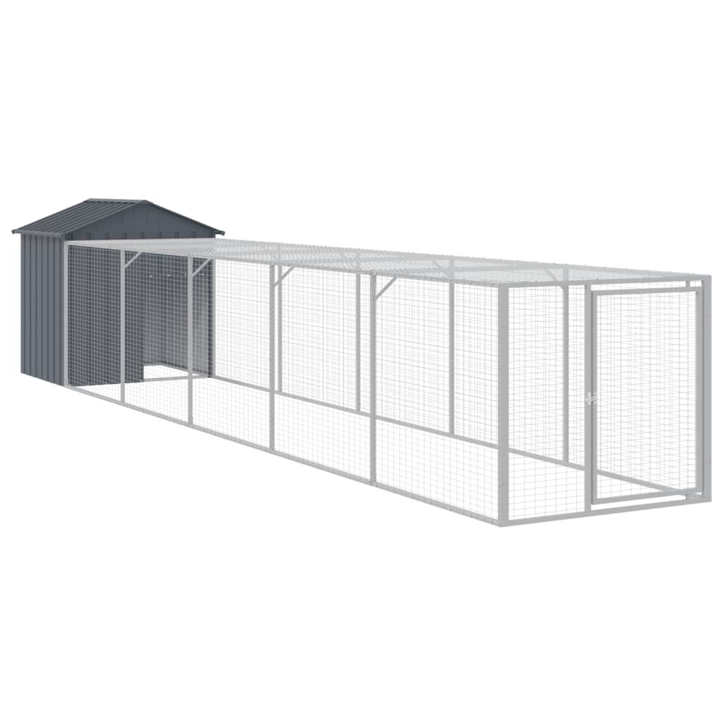 Vidaxl gallinero con corral acero galvanizado gris 117x609x123 cm