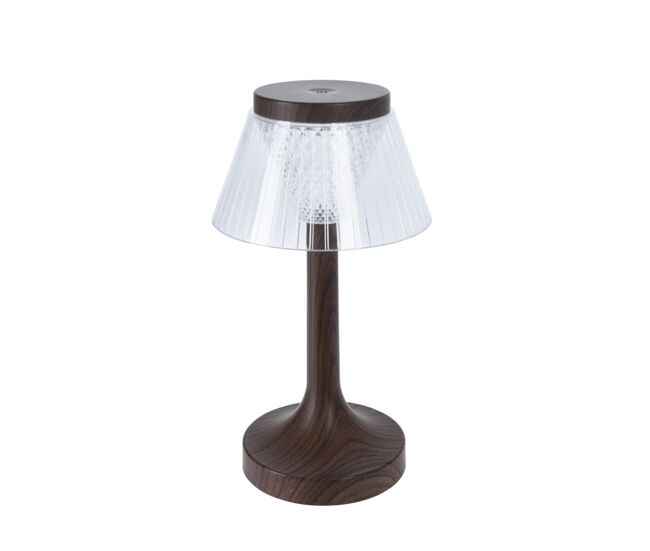 Well home lámpara de mesa led con efecto madera recargable ø15x27,5cm