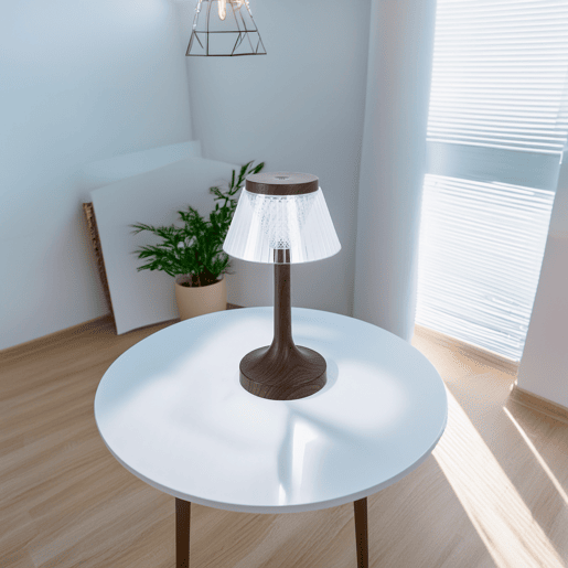 Luminária de mesa LED com efeito madeira recarregável Well Home Ø15x27,5cm