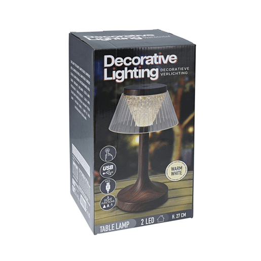 Luminária de mesa LED com efeito madeira recarregável Well Home Ø15x27,5cm