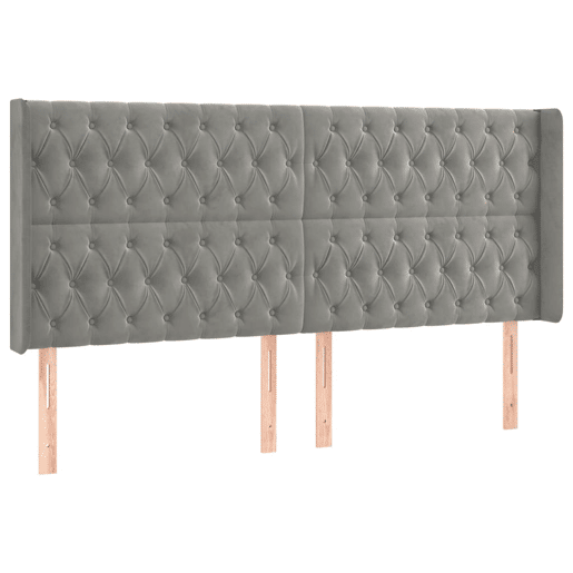 vidaXL Cabeceira cama c abas veludo 203x16x118128 cm cinzento-claro