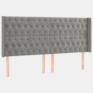 vidaXL Cabeceira cama c abas veludo 203x16x118128 cm cinzento-claro