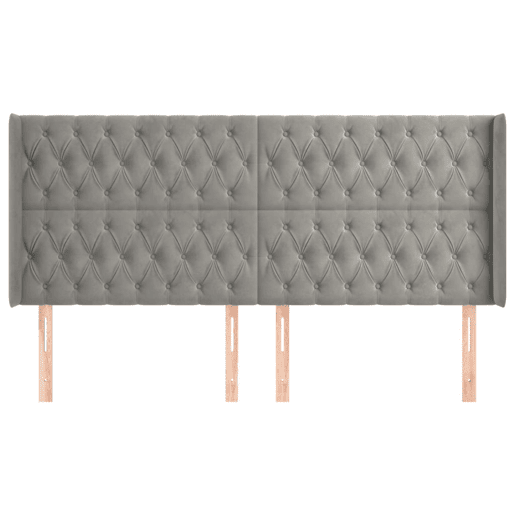 vidaXL Cabeceira cama c abas veludo 203x16x118128 cm cinzento-claro