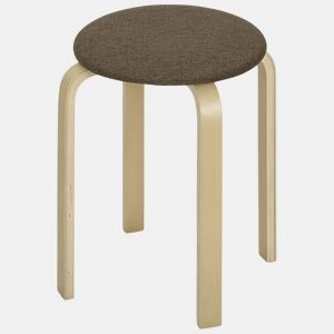 HOMCOM Conjunto de 4 Bancos Empilháveis Redondos Bancos Baixos de Cozinha com Assento Acolchoado para Sala de Jantar Quarto Escritório Sala Marrom e Madeira