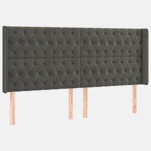 vidaXL Cabeceira cama c abas veludo 183x16x118128 cm cinzento-escuro