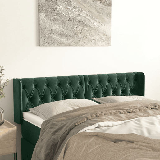 vidaXL Cabeceira de cama c abas veludo 163x16x7888cm verde-escuro vidaXL Cabeceira de cama c abas veludo 163x16x7888cm verde-escuro