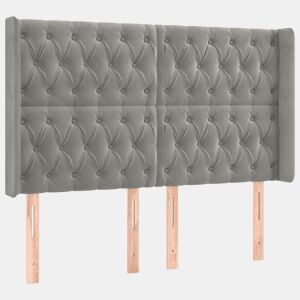 vidaXL Cabeceira cama c abas veludo 163x16x118128 cm cinzento-claro