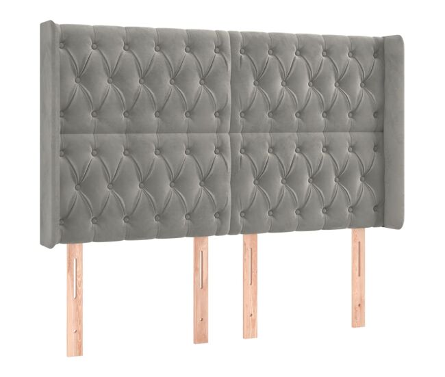 Vidaxl cabecero con orejas de terciopelo gris claro 163x16x118/128 cm