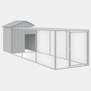 vidaXL Galinheiro com anexo 117x405x123 cm aço galvanizado cinza-claro