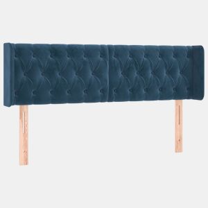vidaXL Cabeceira de cama c abas veludo 163x16x7888cm azul-escuro